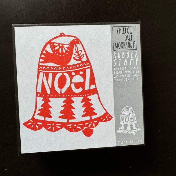 NWT Yellow Owl Workshop “Noel” rubber stamp, new in box - Picture 3 of 3